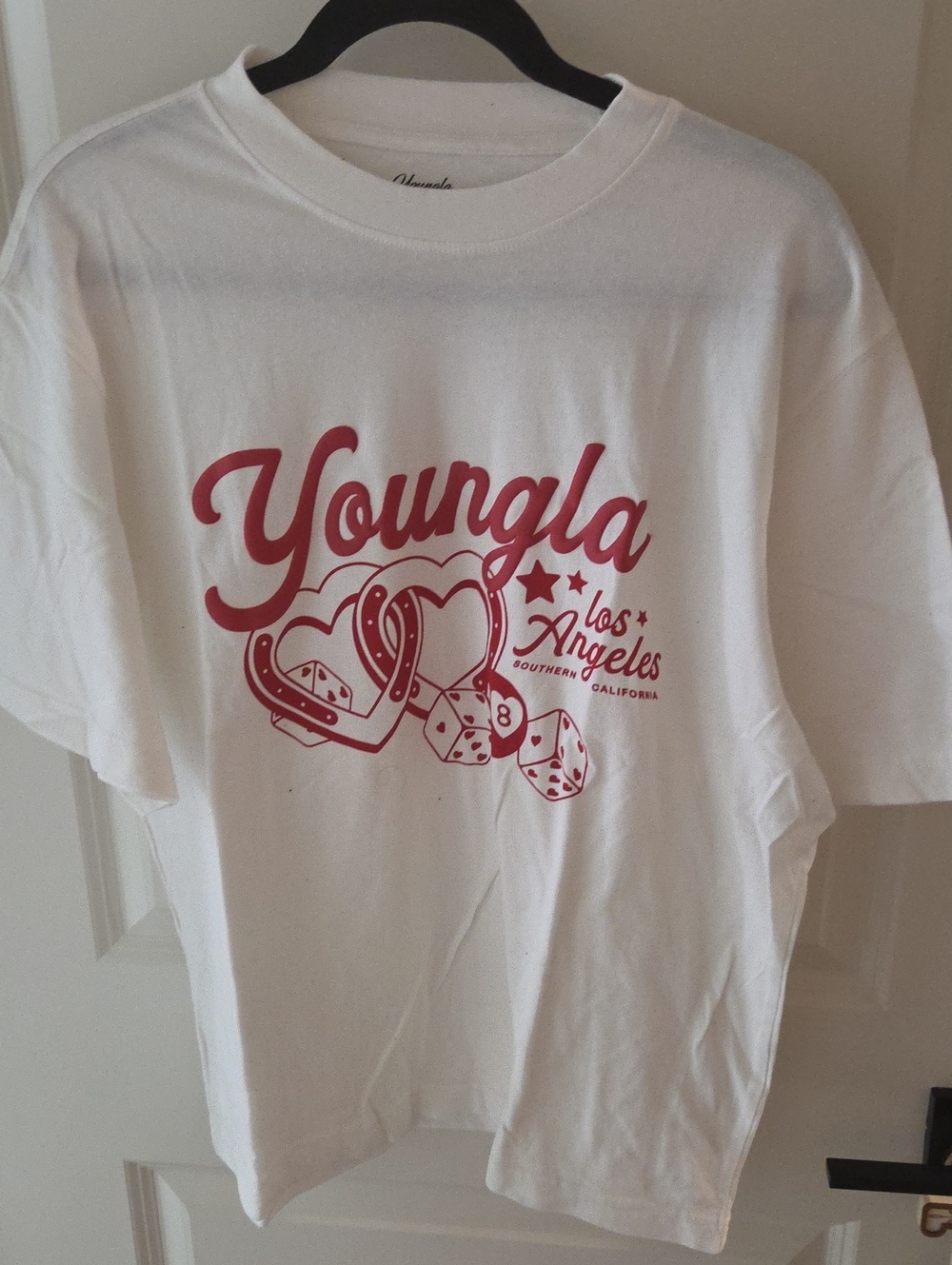 YoungLA White Kids Tee with Red Los Angeles Graphic